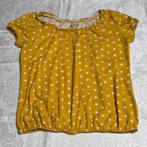 Cato Mustard Polka Dot Short Sleeve Top Size M